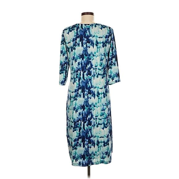 Kiyonna Ciara Cinch 1X Faux Wrap Blue Indigo Rain Versatile Colorful Ruched - Picture 6 of 9